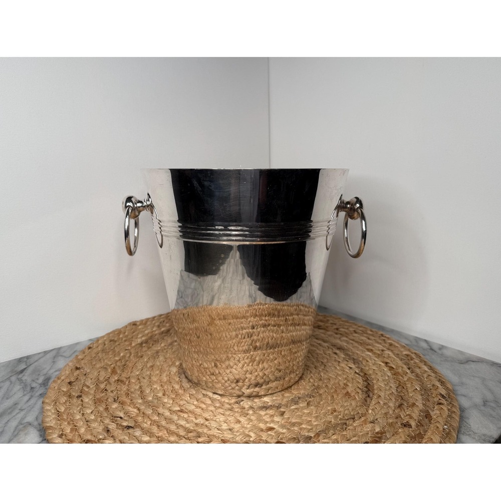 French silverplate champagne ice bucket cooler, retro barware